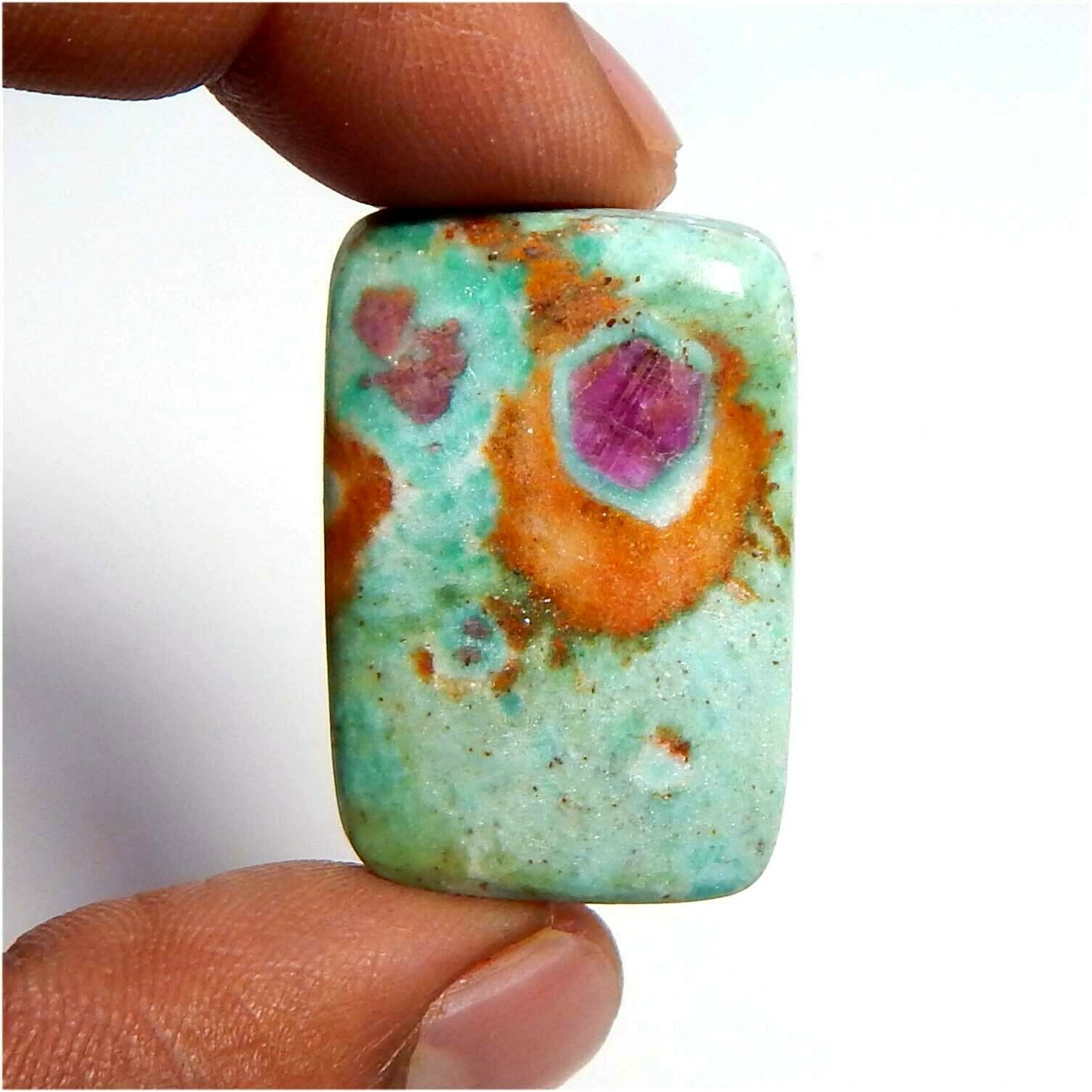 Ruby Fuchsite Cabochon 39 Cts Rectangle Shape Loose Natural Green Pink Gemstone