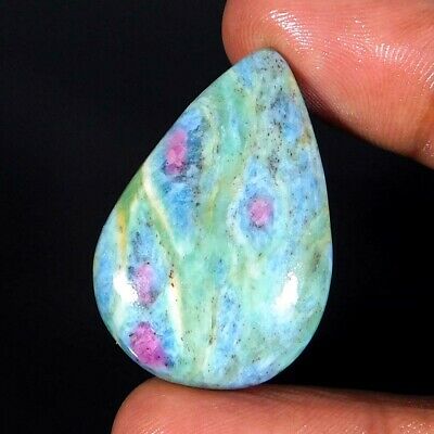 Ruby In Fuchsite Pear Cabochon 100% Natural Loose Gemstone 35x23x07 Mm 51.80cts.
