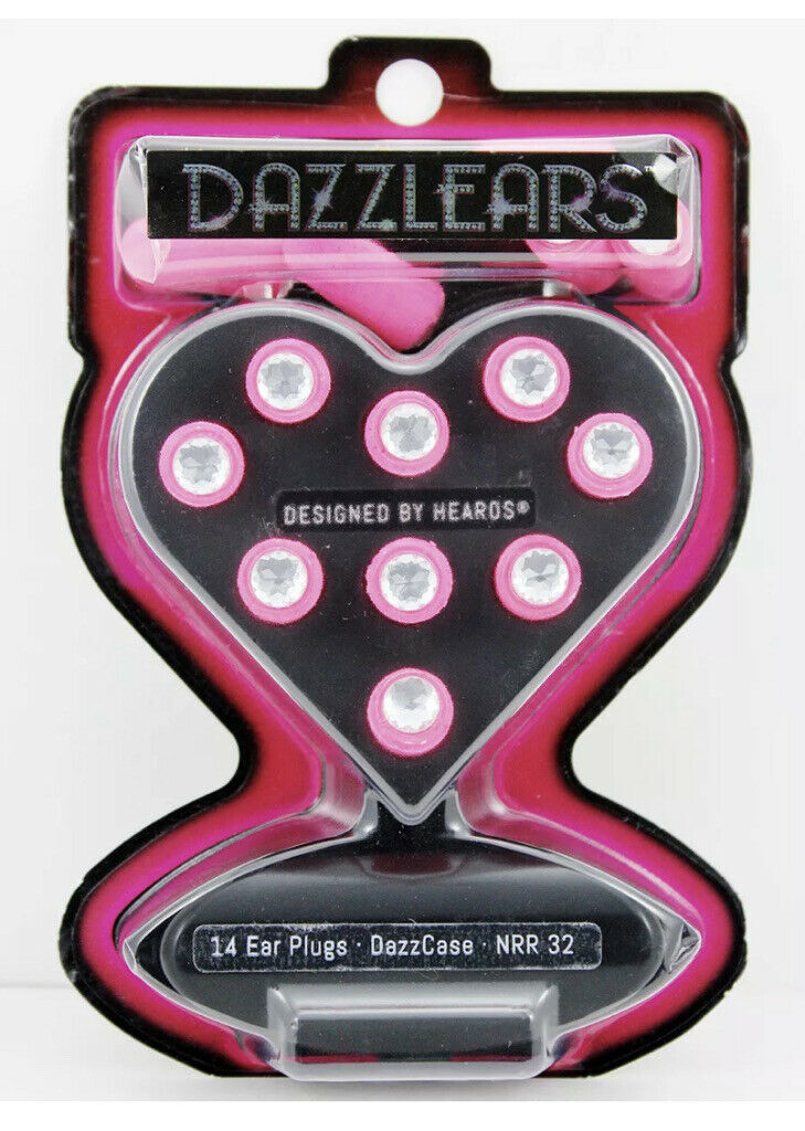Dazzlears Bling Ear Plugs With Rhinestones - Pink - 14 Ear Plugs & Small Case