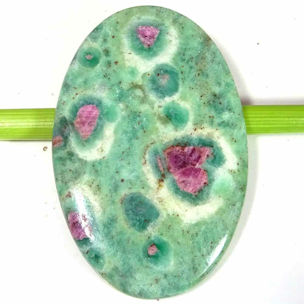 100% Natural Designer Ruby Fuchsite 74.50 Cts Oval Cabochon 32x50x4 Mm Gemstone