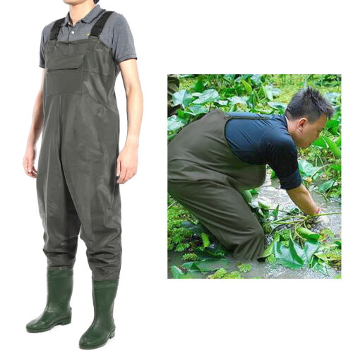 Pvc Waterproof Chest Waders Carp Fly Coarse Fishing Green With Boot