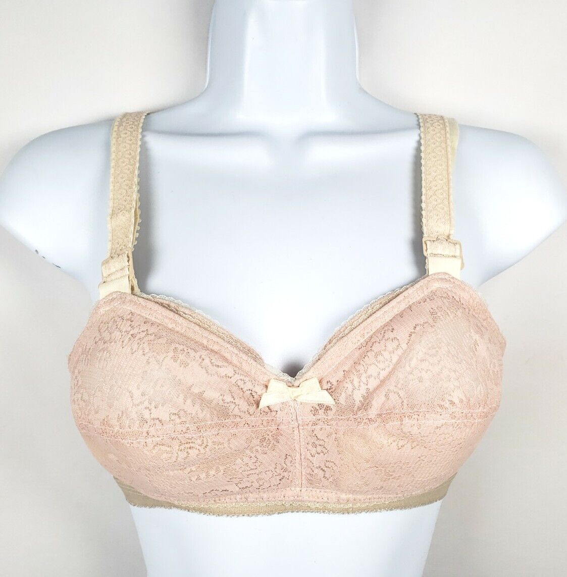Vintage Norvell 30d Floral Lace Cone/bullet Style Support Bra Pink/tan Nos