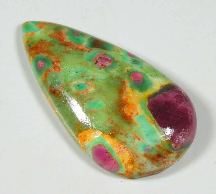 27 Ct 100% Natural Green Ruby Fuchsite Pear Cabochon Untreated Gemstone A66