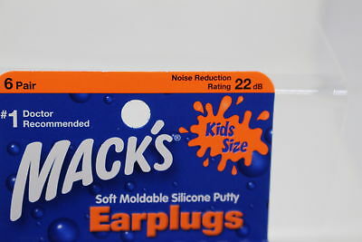 Mack's Kids Earplugs, 6 Pairs, Soft Moldable Silicone Putty, Noise Reduction New