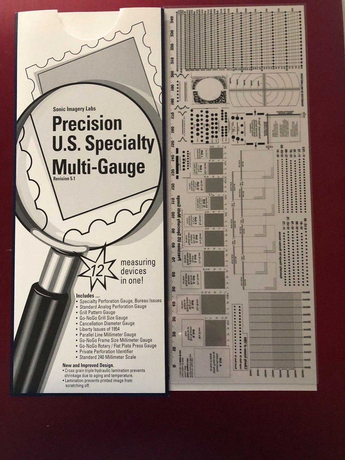 Stamp Perforation Gauge - Precision  Multi Gauge -  12 Measuring Devices In One!