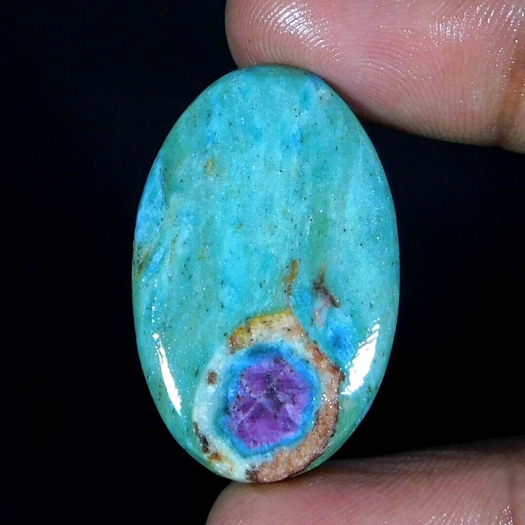 Ruby In Fuchsite Oval Cabochon Natural Unique Loose Gemstone 34x22x04 Mm 32.45ct