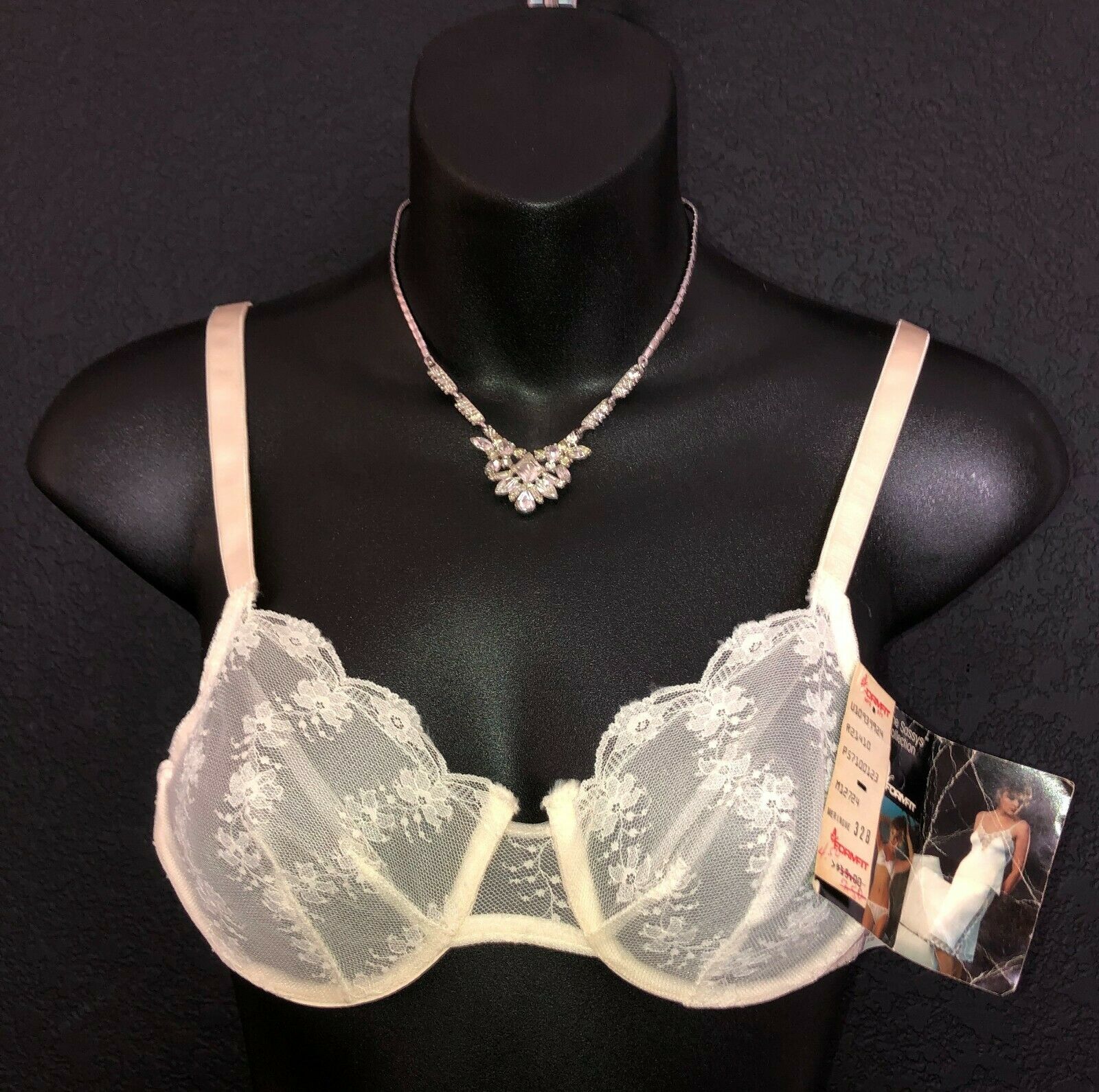 Very Sexy Nos Vintage 1970's Formfit "sassys Collection" Sheer Lace Cup Bra 32b