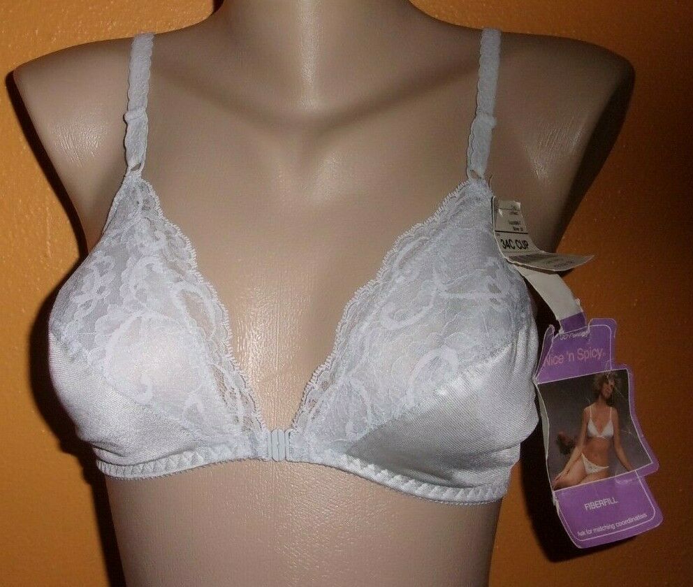 Jcpenney (nice Spicy) Vintage Silver Antron Iii Front Close Demi Bra 34c *nwt*