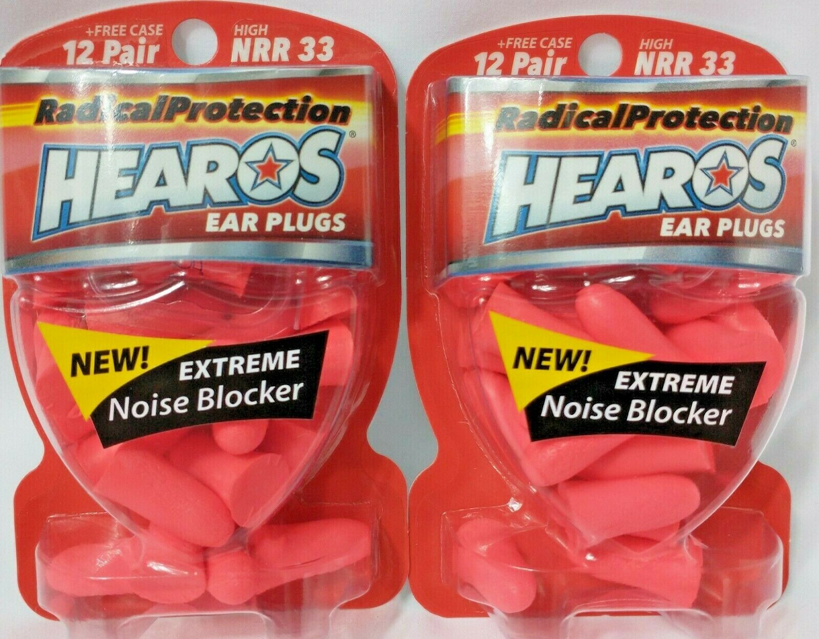 2 Hearos Ear Plugs Extreme Noise Blockers Radical Protection 12 Pairs Each D7