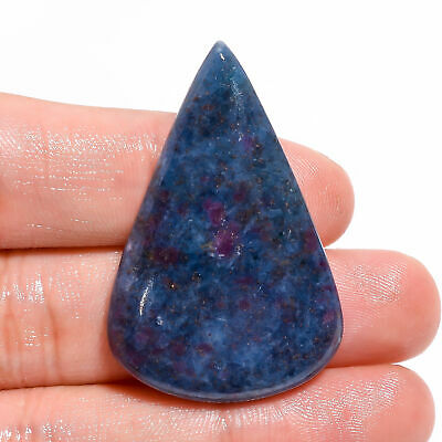 Blue Ruby Fuchsite Pear Shape Cabochon Loose Gemstone 66.5 Ct. 41x27x6mm Ee17801